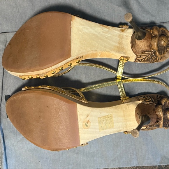 Miu Miu Gold Heels with Strappy Design -sz 40 - Picture 6 of 13